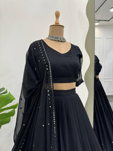 Load image into Gallery viewer, Navratri Special Black Colour Georgette Fabric Sequences Work Lehenga Choli With Dupatta
