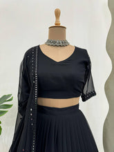 Load image into Gallery viewer, Navratri Special Black Colour Georgette Fabric Sequences Work Lehenga Choli With Dupatta
