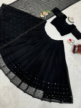 Load image into Gallery viewer, Navratri Special Black Colour Georgette Fabric Sequences Work Lehenga Choli With Dupatta
