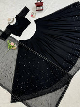 Load image into Gallery viewer, Navratri Special Black Colour Georgette Fabric Sequences Work Lehenga Choli With Dupatta
