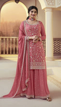 Load image into Gallery viewer, Fabulous Heavy Vichitra Blooming Fabric Embroidery Work Sharara Suit With Dupatta
