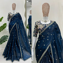 Load image into Gallery viewer, Beautiful Jimmi Chu Silk Embroidered Work Saree
