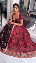 Load image into Gallery viewer, Designer Black Colour Georgette Fabric With Digital Print Thread Work Lehenga Choli
