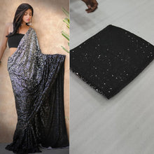 Load and play video in Gallery viewer, Glorious Black Georgette Sequence Work Saree With Embroidered Blouse
