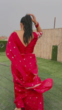 Load and play video in Gallery viewer, Beautiful Jimmi Chu Silk Embroidered Work Saree
