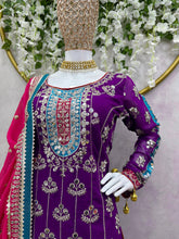 Load image into Gallery viewer, Purple Color Georgette Heavy Work Stitched Sharara Suit Set
