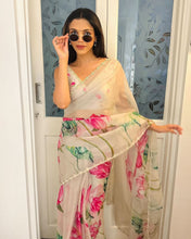 Load image into Gallery viewer, 1 Min Ready To Wear Tuby Silk Print Hand Work Saree
