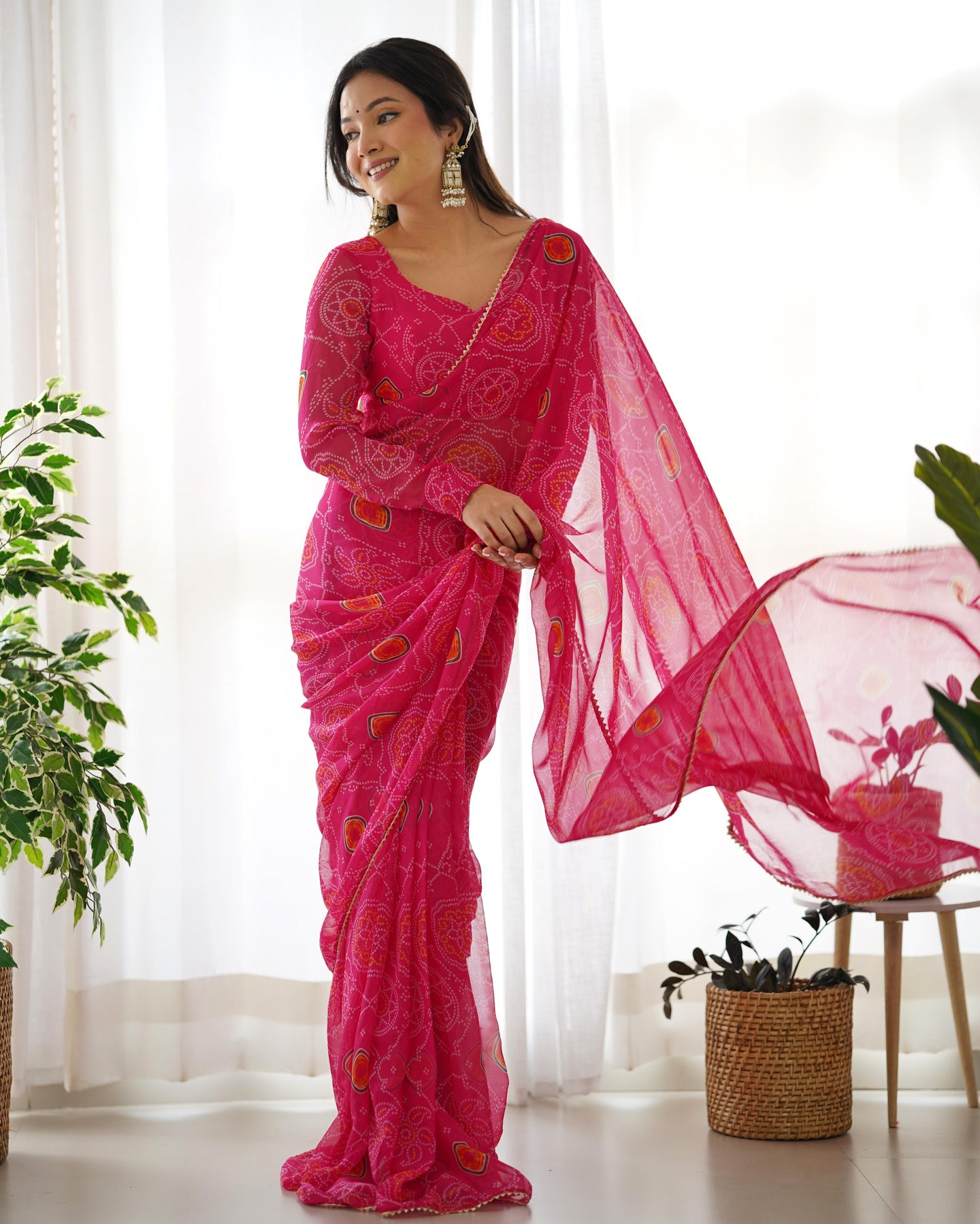 Ready to wear Chiffon Printed 1 Minute Saree For Women