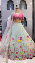 Load image into Gallery viewer, Wedding Wear Sky Georgette Real Mirror Sequence Embroidered Work Lehenga Choli
