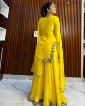 Load image into Gallery viewer, Yellow Color Georgette Real Mirror Work Full Stitched Suit
