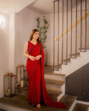 Load image into Gallery viewer, Party Wear Georgette Sequence Work Red Saree
