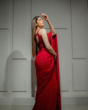 Load image into Gallery viewer, Party Wear Georgette Sequence Work Red Saree
