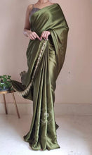 Load image into Gallery viewer, 1 Min Ready To Wear Satin Silk Latkan Border Designer Saree
