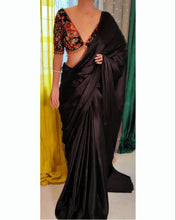 Load image into Gallery viewer, Plain Satin Silk Party Wear Saree with Embroidered Work Blouse
