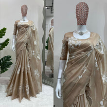 Load image into Gallery viewer, Rust Color Jimmu Chu Silk Sequence Work Saree
