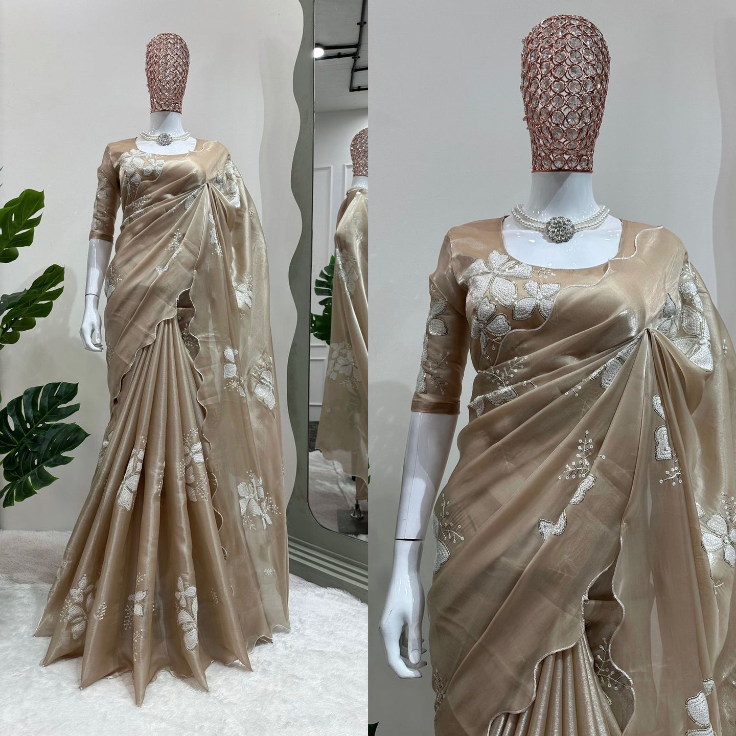 Stylish Jimmi Chu Silk Sequence Embro Work Saree