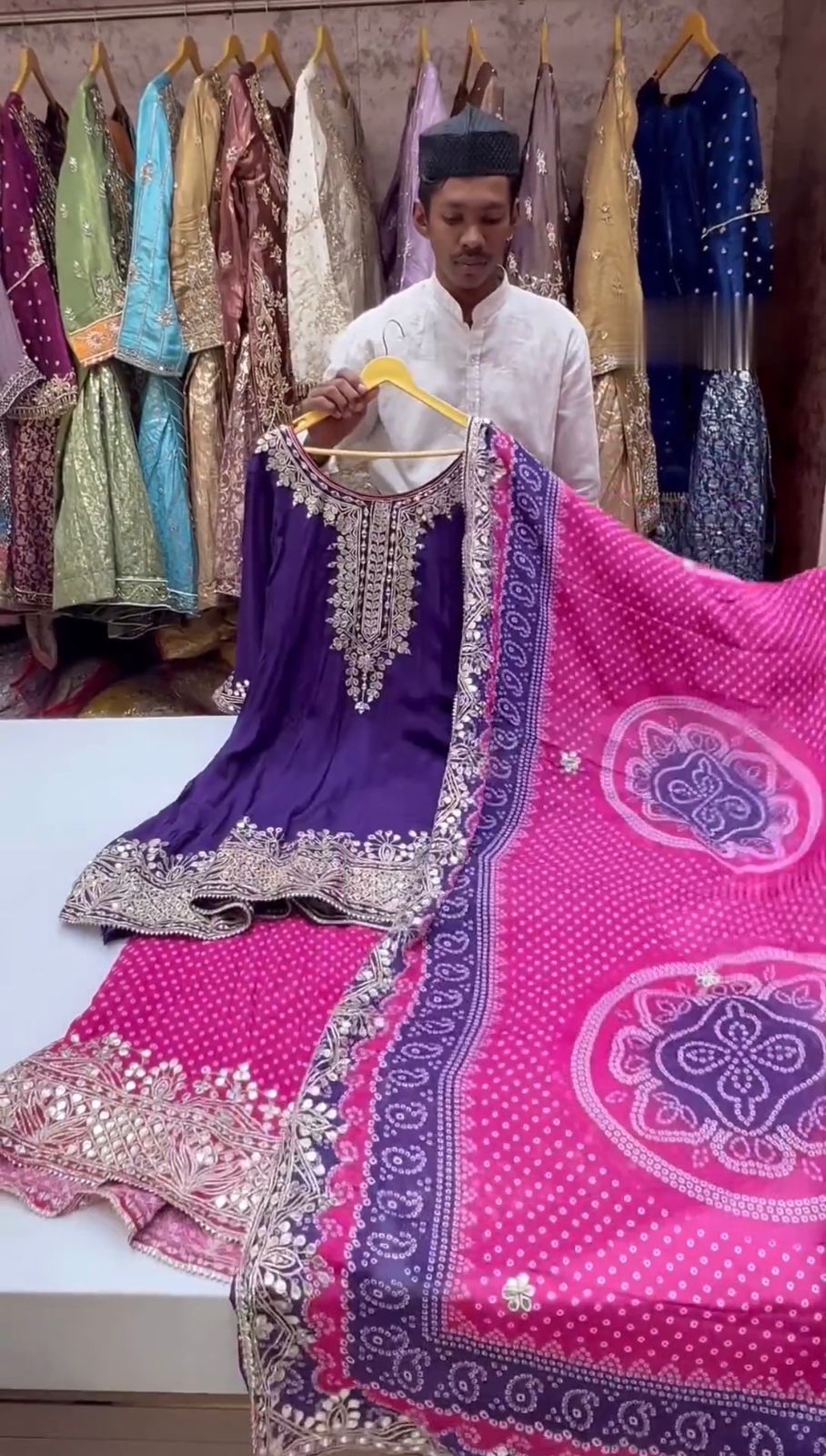 Purple Pink Georgette Ready to Wear Salwar Suit