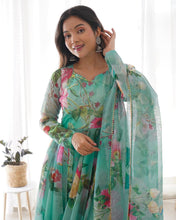 Load image into Gallery viewer, Designer Tabby Silk Printed Ready Made Suit For Girls
