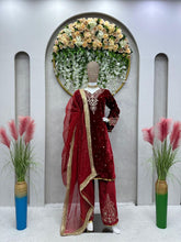 Load image into Gallery viewer, Wedding Wear Velvet Embroidered Fully Stitched Salwar Suit
