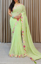 Load image into Gallery viewer, Function Wear Multi Color Thread &amp; Sequence Lace Border Work Saree
