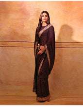 Load image into Gallery viewer, Wine Color Georgette Heavy Border Work Saree
