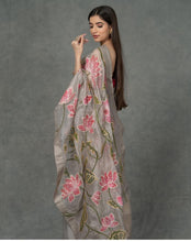 Load image into Gallery viewer, Sophisticated Grey Color Organza Printed Saree Blouse For Casual Wear
