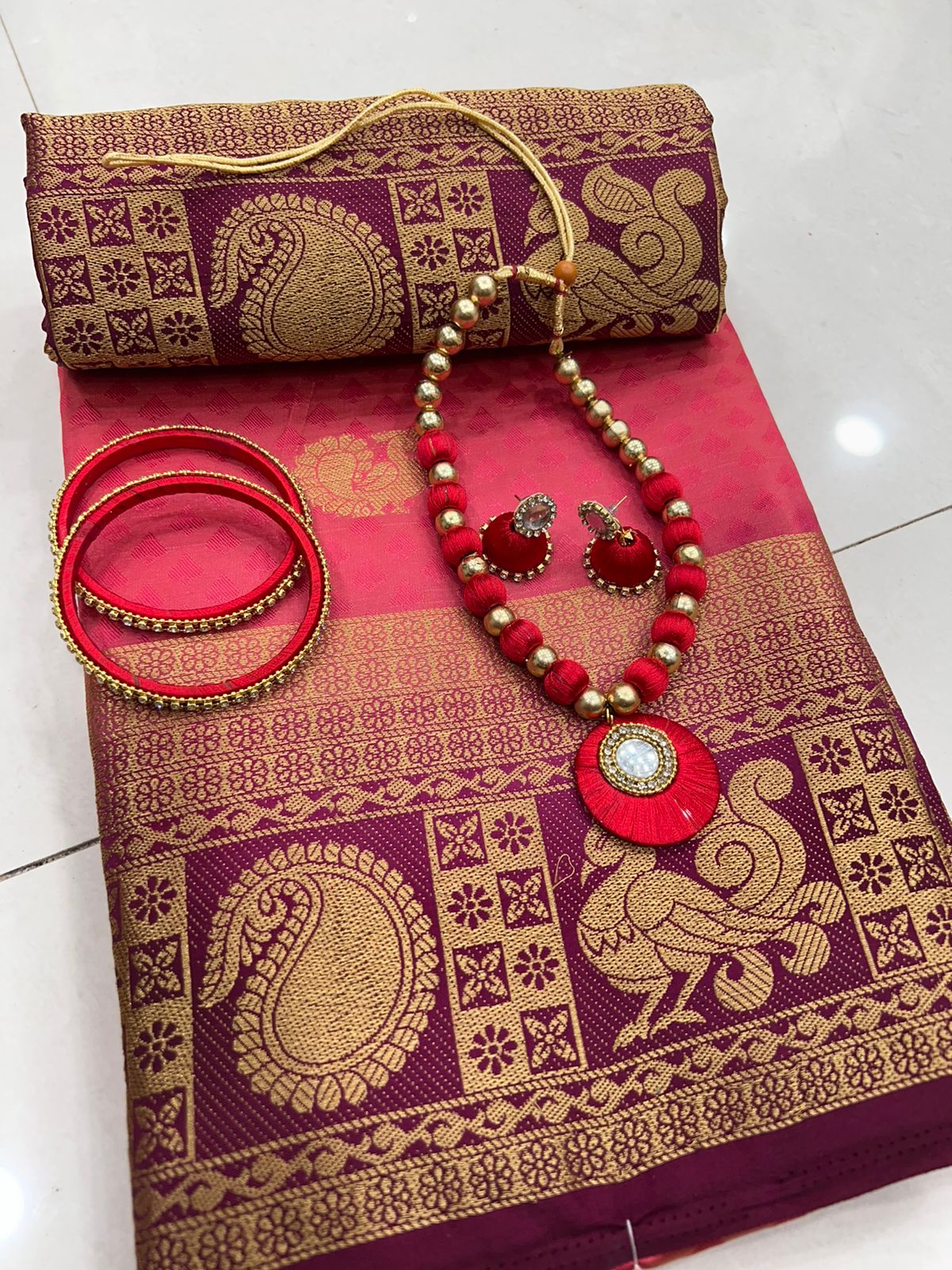 Appealing Maroon Color Festive Wear Kanjivaram Zari Work Saree Blouse