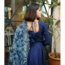 Load image into Gallery viewer, Captivation Blue Color Silk Ready Made Gown Dupatta For Casual Wear
