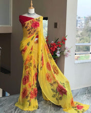 Load image into Gallery viewer, Function Wear Soft Georgette Digital Printed Saree Blouse For Girls Wear
