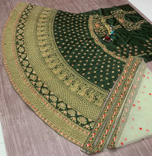 Load image into Gallery viewer, Extraordinary Green Color Wedding Wear Silk Embroidered Work Lehenga Choli
