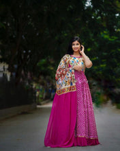 Load image into Gallery viewer, Flamboyant Rani Pink Color Georgette Printed Work Gown Dupatta For Women
