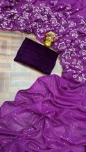 Load image into Gallery viewer, Stylish Violet Color Sequence Work party Wear Georgette Saree Blouse
