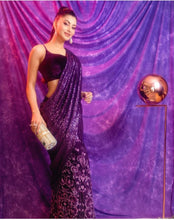 Load image into Gallery viewer, Stylish Violet Color Sequence Work party Wear Georgette Saree Blouse
