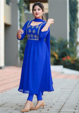 Load image into Gallery viewer, Amazing Georgette Embroidered Full Stitched Kurti with Dupatta  For Girls Wear

