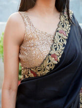 Load image into Gallery viewer, Astonishing Black Color Silk Multi Sequence Work Saree Blouse For Occasion Wear
