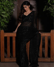 Load image into Gallery viewer, Entrancing Black Color Net Embroidered Work Saree Blouse For party Wear

