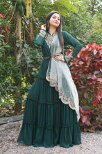Load image into Gallery viewer, Imperial Rama Blue Color Festive Wear Embroidered Work Georgette Gown
