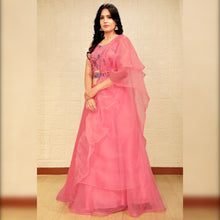 Load image into Gallery viewer, Phenomenal Pink Color Organza Zari Work Festive Wear Lehenga Choli
