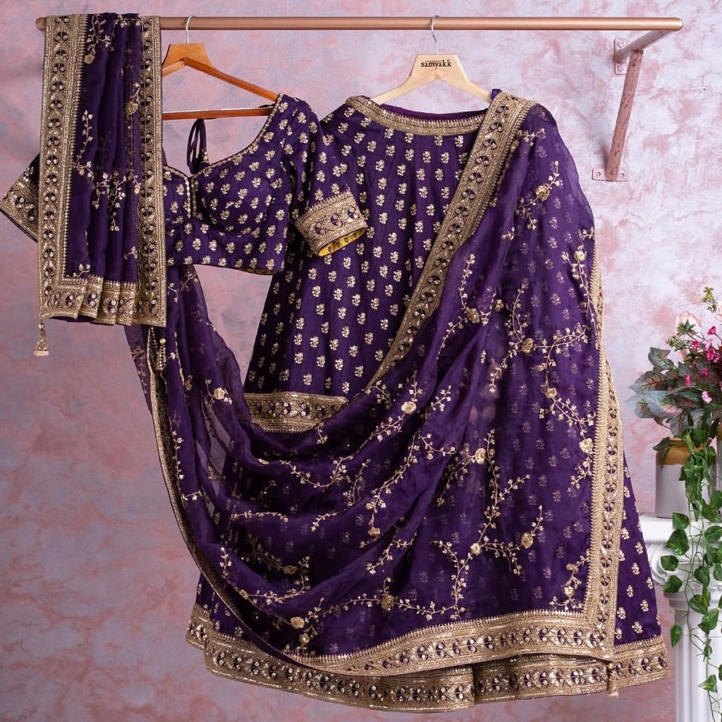 Wonderful Violet Color Taffeta Silk Sequence Work Lehenga Choli For Function Wear