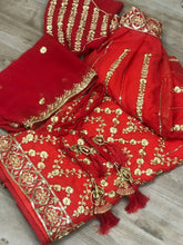 Load image into Gallery viewer, Dazzling Red Color Georgette Embroidered Work Lehenga Choli For Wedding Wear
