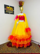 Load image into Gallery viewer, Stupendous Yellow Color Ruffle Georgette Festival Wear Lehenga Choli
