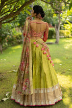 Load image into Gallery viewer, Appealing Green Color Kanjivaram Silk Zari Work Wedding Wear Lehenga Choli
