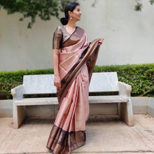 Load image into Gallery viewer, Knockout Light Pink Color Kanchipuram Silk Weaving Work Saree Blouse For Function Wear
