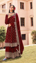 Load image into Gallery viewer, Marvalous Wedding Wear Embroidered Work Georgette Plazo Salwar Suit
