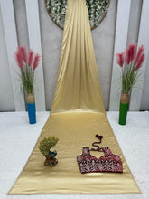 Load image into Gallery viewer, Golden J-pan Satin Silk Plain Saree with Velvet Work Blouse
