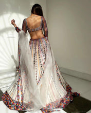 Load image into Gallery viewer, Pleasant White Color Georgette Embroidered Work Lehenga Choli For Wedding Wear
