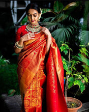 Load image into Gallery viewer, Refreshment Red Color Art Silk Golen Weaving Designer Wedding Wear Saree Blouse
