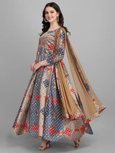 Load image into Gallery viewer, Dazzling Multi Color Digital Printed Silk Ready Made Dupatta Gown
