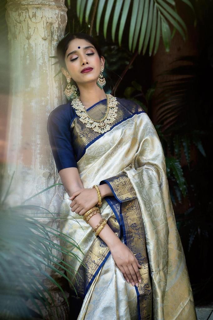 Mind-blowing Art Silk Party Wear Weaving Work Saree Blouse For Women