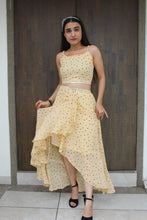 Load image into Gallery viewer, Staggering Cream Color Running Wear Printed Georgette Top Skirt
